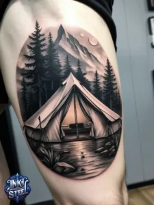 Campsite tattoos for females - Campsite tattoos for guys - Campsite tattoo meaning - Campsite tattoo small - Camping tattoo minimalist - Camping tattoos for guys