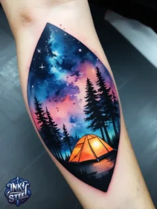 Campsite tattoos for females - Campsite tattoos for guys - Campsite tattoo meaning - Campsite tattoo small - Camping tattoo minimalist - Camping tattoos for guys