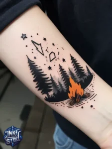 Campsite tattoos for females - Campsite tattoos for guys - Campsite tattoo meaning - Campsite tattoo small - Camping tattoo minimalist - Camping tattoos for guys