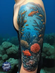 Color sleeve tattoo men - Colorful sleeve tattoos for females - Color sleeve tattoo ideas - Color Sleeve tattoos on dark skin - Colored sleeve tattoos vs black and white