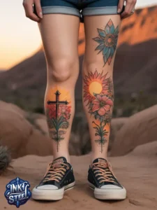 Cross with flowers tattoo meaning - Cross with flowers Tattoo Men - Small cross tattoo with flowers - Cross tattoo with flowers female - Cross with Flowers Tattoo forearm - Faith cross tattoo with Flowers