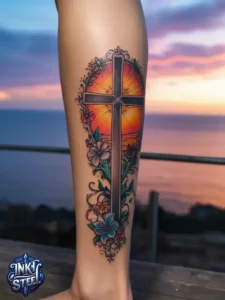 Cross with flowers tattoo meaning - Cross with flowers Tattoo Men - Small cross tattoo with flowers - Cross tattoo with flowers female - Cross with Flowers Tattoo forearm - Faith cross tattoo with Flowers