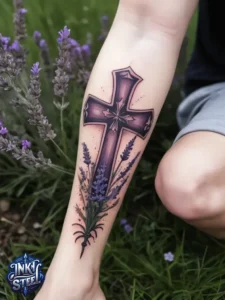 Cross with flowers tattoo meaning - Cross with flowers Tattoo Men - Small cross tattoo with flowers - Cross tattoo with flowers female - Cross with Flowers Tattoo forearm - Faith cross tattoo with Flowers