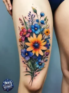 Flower leg tattoos for females - Unique Flower Leg Tattoos for females - Simple flower leg tattoos - Small flower leg tattoos for females - Flower Leg Tattoo male - Lower leg Flower Tattoo