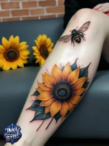 Flower leg tattoos for females - Unique Flower Leg Tattoos for females - Simple flower leg tattoos - Small flower leg tattoos for females - Flower Leg Tattoo male - Lower leg Flower Tattoo