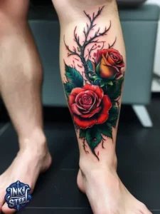 Flower leg tattoos for females - Unique Flower Leg Tattoos for females - Simple flower leg tattoos - Small flower leg tattoos for females - Flower Leg Tattoo male - Lower leg Flower Tattoo