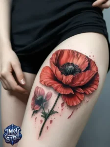 Flower leg tattoos for females - Unique Flower Leg Tattoos for females - Simple flower leg tattoos - Small flower leg tattoos for females - Flower Leg Tattoo male - Lower leg Flower Tattoo