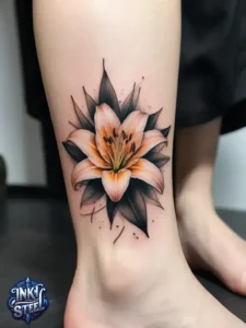 Flower leg tattoos for females - Unique Flower Leg Tattoos for females - Simple flower leg tattoos - Small flower leg tattoos for females - Flower Leg Tattoo male - Lower leg Flower Tattoo