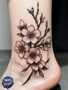 Flower leg tattoos for females - Unique Flower Leg Tattoos for females - Simple flower leg tattoos - Small flower leg tattoos for females - Flower Leg Tattoo male - Lower leg Flower Tattoo