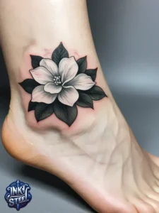 Flower leg tattoos for females - Unique Flower Leg Tattoos for females - Simple flower leg tattoos - Small flower leg tattoos for females - Flower Leg Tattoo male - Lower leg Flower Tattoo