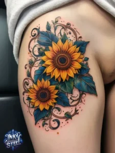 Flower leg tattoos for females - Unique Flower Leg Tattoos for females - Simple flower leg tattoos - Small flower leg tattoos for females - Flower Leg Tattoo male - Lower leg Flower Tattoo