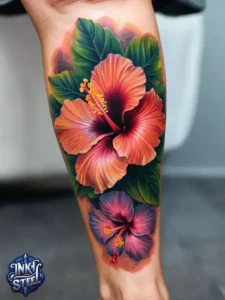 Flower leg tattoos for females - Unique Flower Leg Tattoos for females - Simple flower leg tattoos - Small flower leg tattoos for females - Flower Leg Tattoo male - Lower leg Flower Tattoo