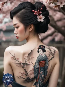 Japanese back tattoo female -Japanese back tattoo Male - Japanese back tattoo black and grey - Japanese Back Tattoo, Samurai - Japanese bodysuit tattoo - Kame-no-koh tattoo