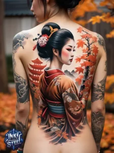 Japanese back tattoo female -Japanese back tattoo Male - Japanese back tattoo black and grey - Japanese Back Tattoo, Samurai - Japanese bodysuit tattoo - Kame-no-koh tattoo