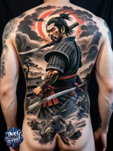 Japanese back tattoo female -Japanese back tattoo Male - Japanese back tattoo black and grey - Japanese Back Tattoo, Samurai - Japanese bodysuit tattoo - Kame-no-koh tattoo