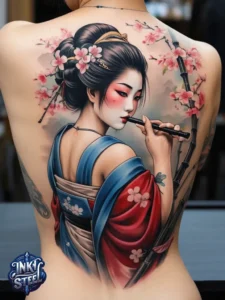 Japanese back tattoo female -Japanese back tattoo Male - Japanese back tattoo black and grey - Japanese Back Tattoo, Samurai - Japanese bodysuit tattoo - Kame-no-koh tattoo