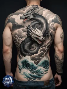 Japanese back tattoo female -Japanese back tattoo Male - Japanese back tattoo black and grey - Japanese Back Tattoo, Samurai - Japanese bodysuit tattoo - Kame-no-koh tattoo