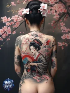 Japanese back tattoo female -Japanese back tattoo Male - Japanese back tattoo black and grey - Japanese Back Tattoo, Samurai - Japanese bodysuit tattoo - Kame-no-koh tattoo