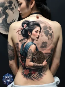 Japanese back tattoo female -Japanese back tattoo Male - Japanese back tattoo black and grey - Japanese Back Tattoo, Samurai - Japanese bodysuit tattoo - Kame-no-koh tattoo