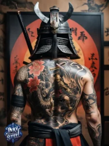 Japanese back tattoo female -Japanese back tattoo Male - Japanese back tattoo black and grey - Japanese Back Tattoo, Samurai - Japanese bodysuit tattoo - Kame-no-koh tattoo