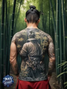 Japanese back tattoo female -Japanese back tattoo Male - Japanese back tattoo black and grey - Japanese Back Tattoo, Samurai - Japanese bodysuit tattoo - Kame-no-koh tattoo