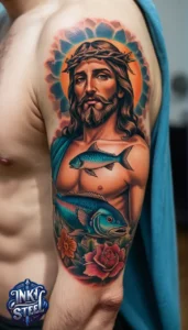 Jesus forearm tattoo simple - Jesus forearm tattoo ideas - Forearm Half Sleeve Jesus tattoo - Jesus Forearm Tattoos for Men - Jesus Tattoo on Arm to Hand - Jesus tattoo Arm Sleeve