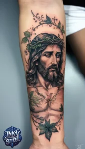 Jesus forearm tattoo simple - Jesus forearm tattoo ideas - Forearm Half Sleeve Jesus tattoo - Jesus Forearm Tattoos for Men - Jesus Tattoo on Arm to Hand - Jesus tattoo Arm Sleeve