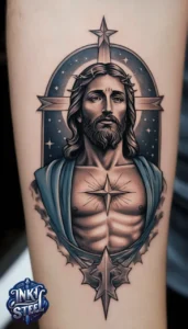 Jesus forearm tattoo simple - Jesus forearm tattoo ideas - Forearm Half Sleeve Jesus tattoo - Jesus Forearm Tattoos for Men - Jesus Tattoo on Arm to Hand - Jesus tattoo Arm Sleeve