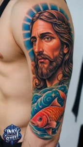 Jesus forearm tattoo simple - Jesus forearm tattoo ideas - Forearm Half Sleeve Jesus tattoo - Jesus Forearm Tattoos for Men - Jesus Tattoo on Arm to Hand - Jesus tattoo Arm Sleeve