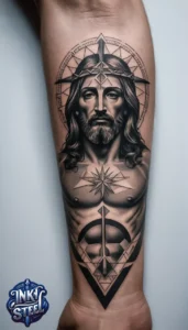 Jesus forearm tattoo simple - Jesus forearm tattoo ideas - Forearm Half Sleeve Jesus tattoo - Jesus Forearm Tattoos for Men - Jesus Tattoo on Arm to Hand - Jesus tattoo Arm Sleeve