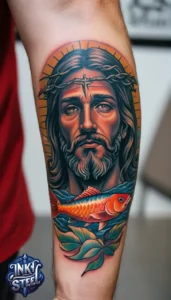 Jesus forearm tattoo simple - Jesus forearm tattoo ideas - Forearm Half Sleeve Jesus tattoo - Jesus Forearm Tattoos for Men - Jesus Tattoo on Arm to Hand - Jesus tattoo Arm Sleeve