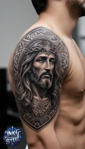 Jesus forearm tattoo simple - Jesus forearm tattoo ideas - Forearm Half Sleeve Jesus tattoo - Jesus Forearm Tattoos for Men - Jesus Tattoo on Arm to Hand - Jesus tattoo Arm Sleeve