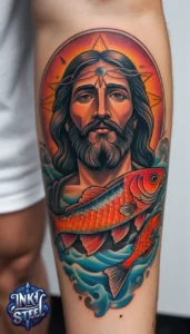 Jesus forearm tattoo simple - Jesus forearm tattoo ideas - Forearm Half Sleeve Jesus tattoo - Jesus Forearm Tattoos for Men - Jesus Tattoo on Arm to Hand - Jesus tattoo Arm Sleeve