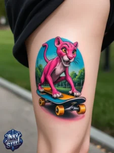 Pink panther tattoos small - Pink panther tattoos meaning - Pink Panther Tattoo ideas - Pink Panther tattoo black and white - Pink Panther tattoo Lil Peep - Flash tattoos Portland - The Birdhouse tattoo