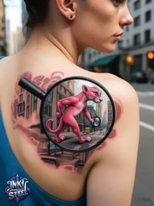 Pink panther tattoos small - Pink panther tattoos meaning - Pink Panther Tattoo ideas - Pink Panther tattoo black and white - Pink Panther tattoo Lil Peep - Flash tattoos Portland - The Birdhouse tattoo