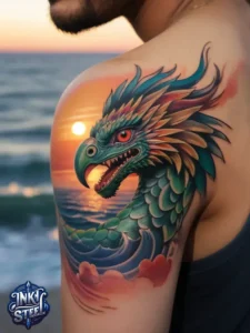 Quetzalcoatl tattoos small - Quetzalcoatl tattoo ideas - Quetzalcoatl tattoo sleeve - Quetzalcoatl tattoo forearm - Quetzalcoatl Tattoo woman - Quetzalcoatl tattoo leg